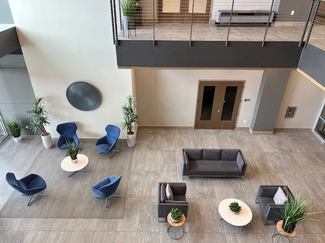 Inside building