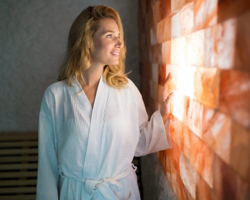woman in salt room