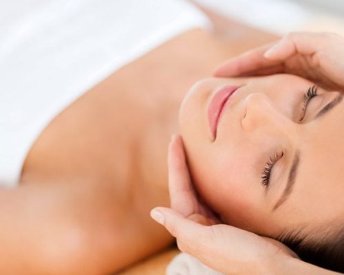 Woman getting a neck massage