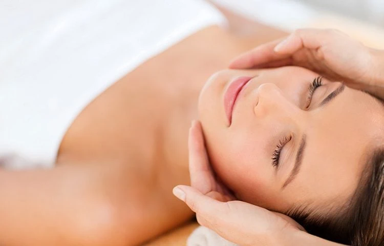 Woman getting a neck massage